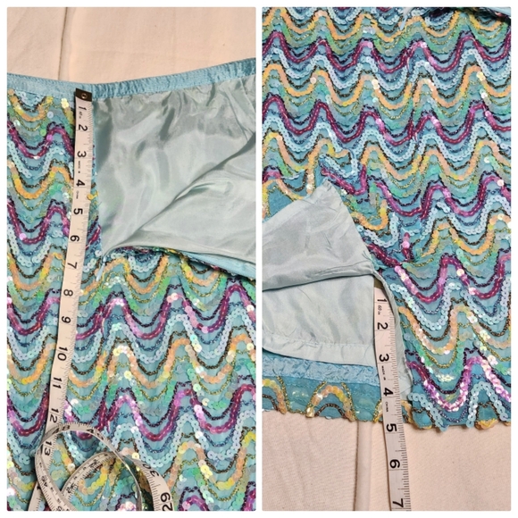 Cynthia Steffe Y2K Sequin Party Pencil Skirt Blue Pink Size 10 - Picture 9 of 10